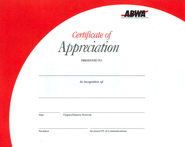 Certificate of Appreciation (10 per package)