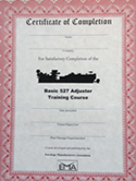 527 Adjuster Certificates