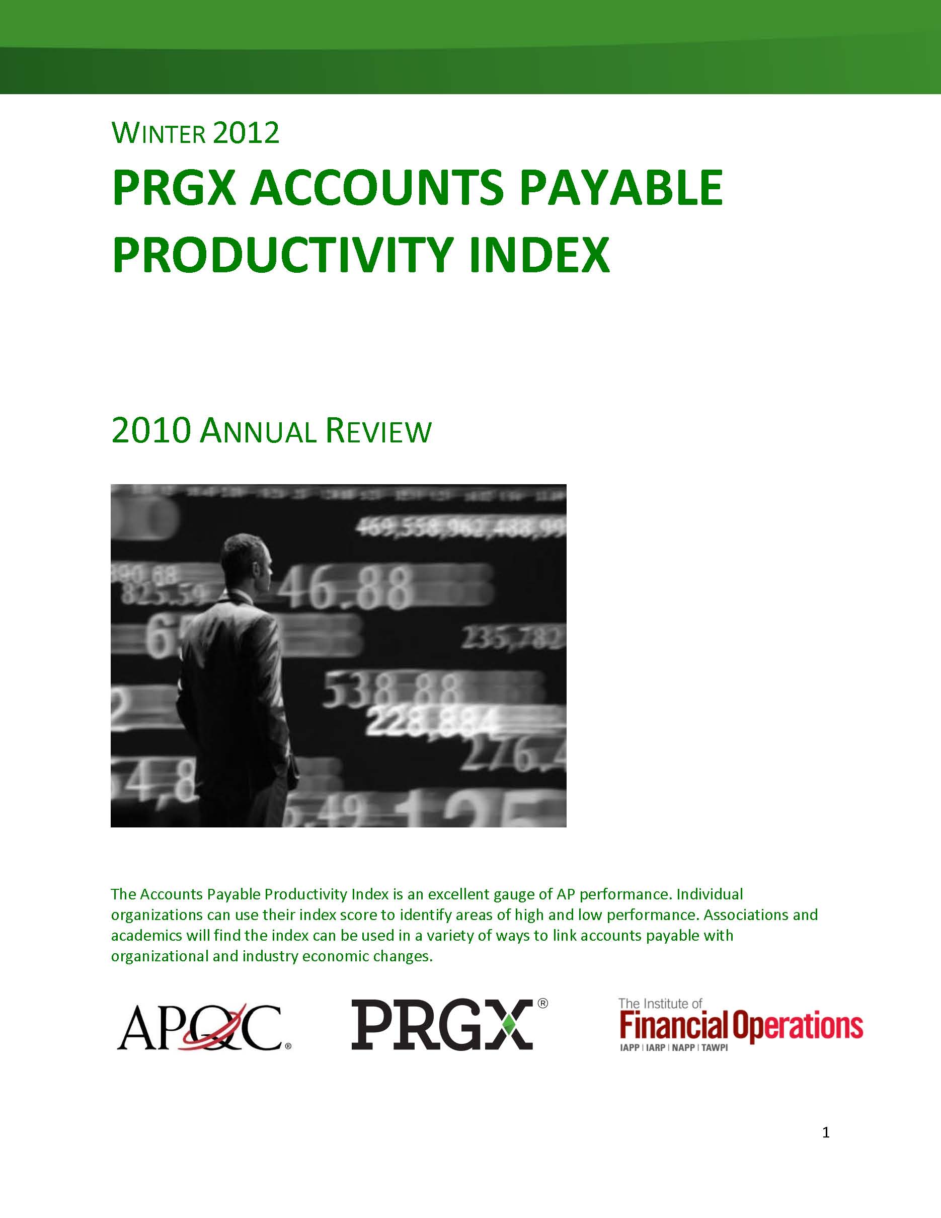PRGX AP Productivity Index (2012) + Virtual Individual Membership