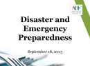 Disaster and Emergency Preparedness Webinar 