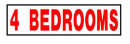 4 Bedrooms Rider Sign - white sign, red lettering 
